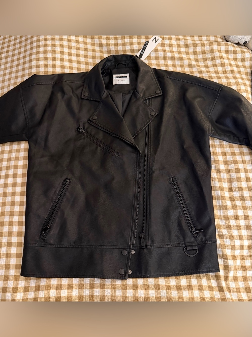 Noisy May Black Leather Biker Jacket
